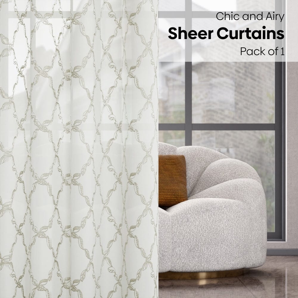 Serene Tendrils  Curtain Set, Mist