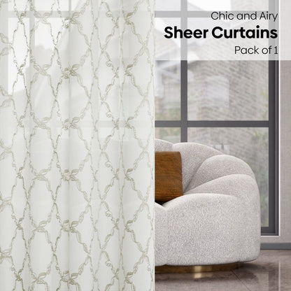 Serene Tendrils  Curtain Set, Mist