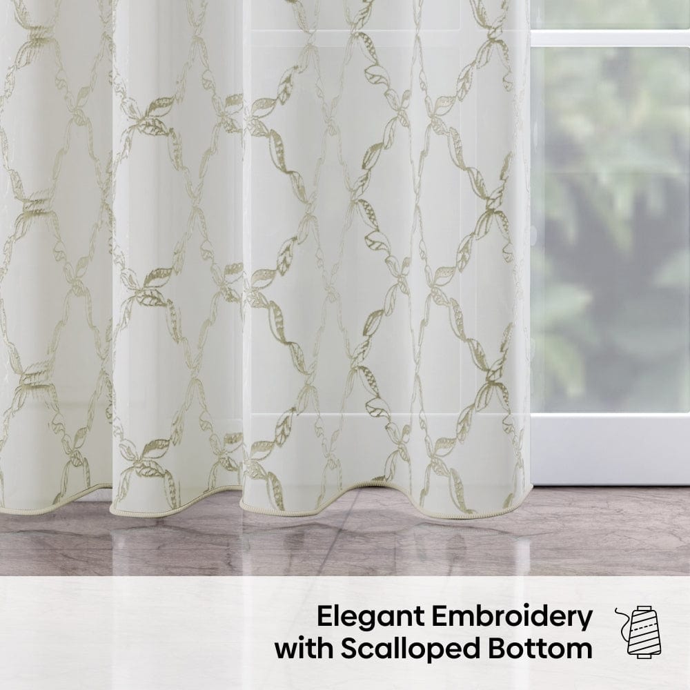Serene Tendrils  Curtain Set, Mist