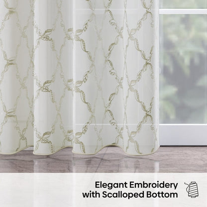 Serene Tendrils  Curtain Set, Mist