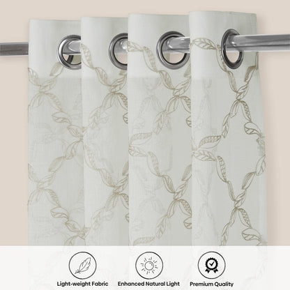 Serene Tendrils  Curtain Set, Mist