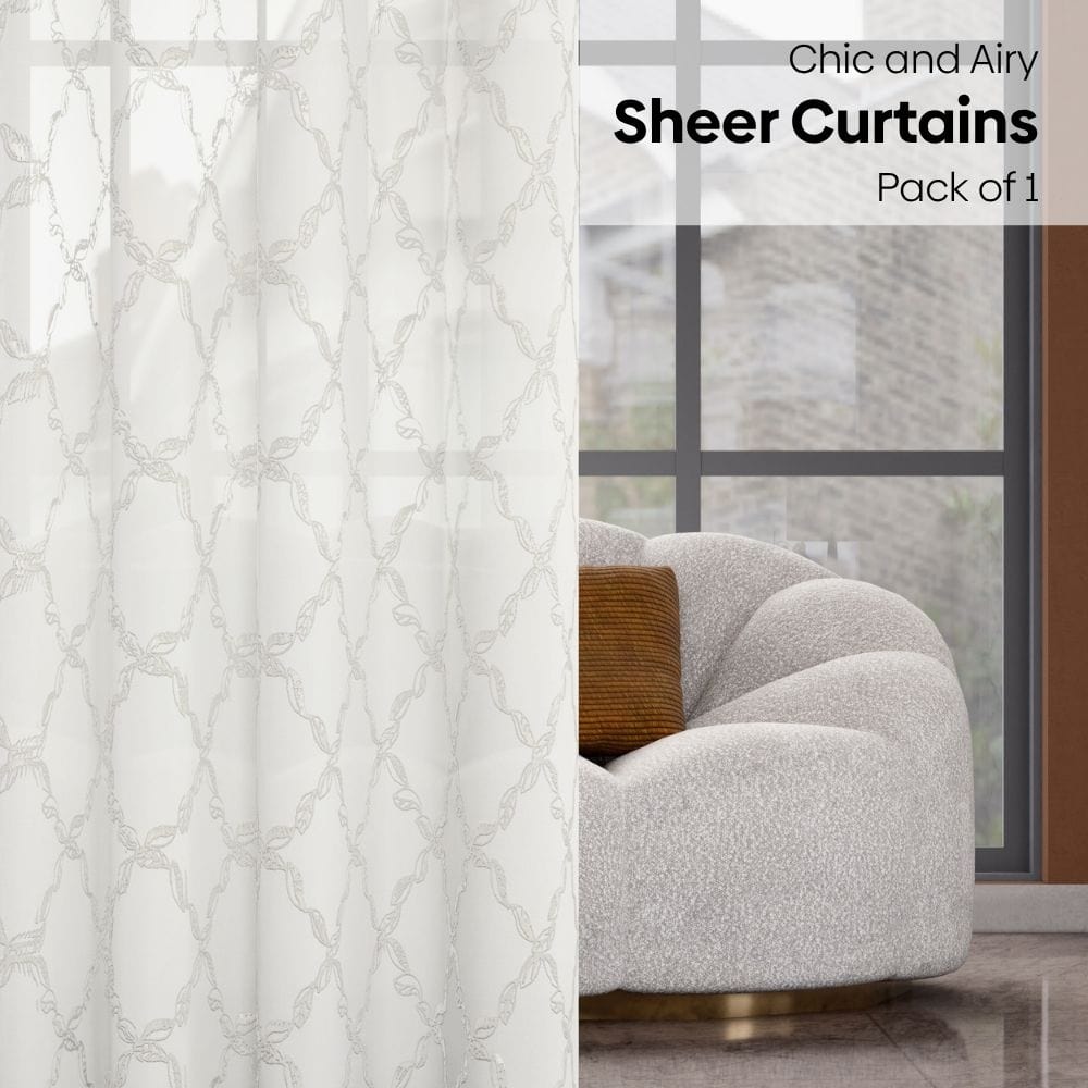 Serene Tendrils Curtain Set, White