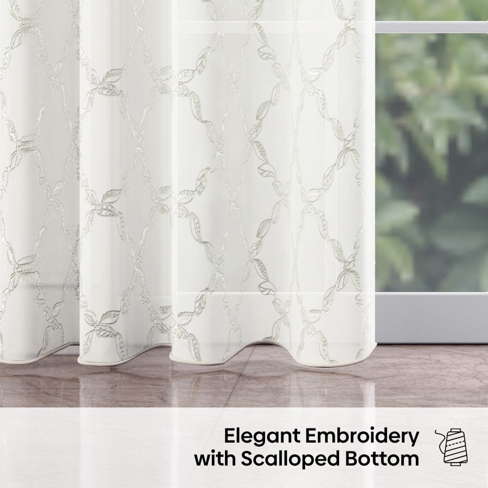 Serene Tendrils Curtain Set, White