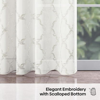 Serene Tendrils Curtain Set, White