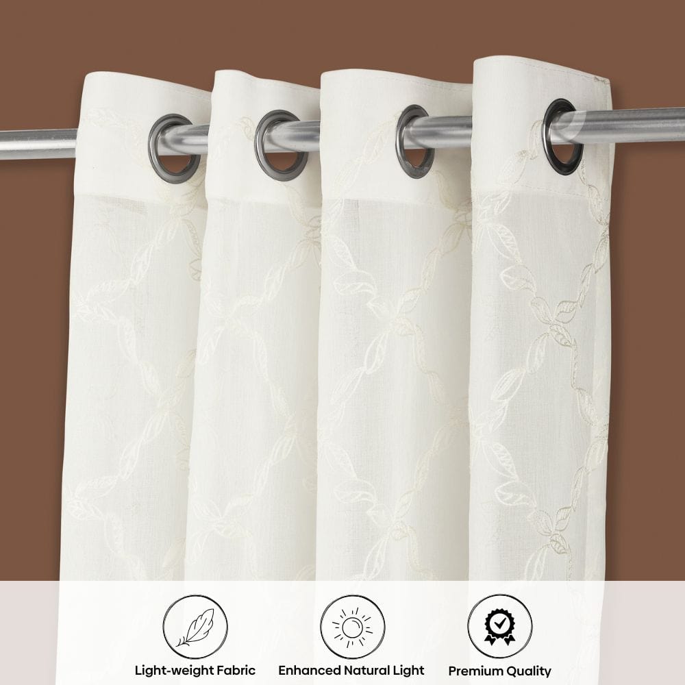 Serene Tendrils Curtain Set, White