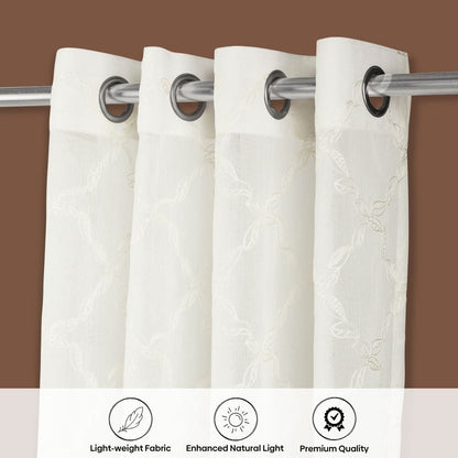 Serene Tendrils Curtain Set, White