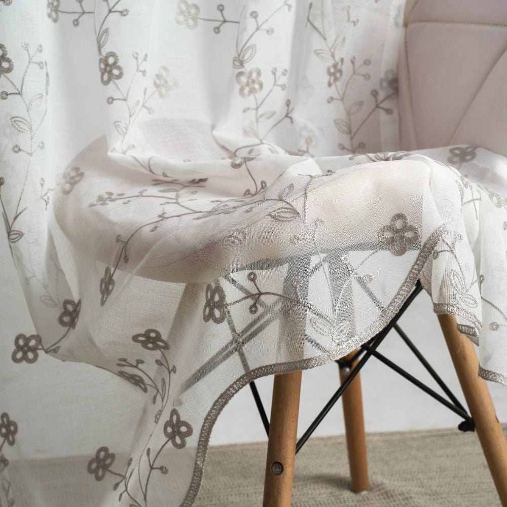 Dewdrop Vine Curtain Set, Mist