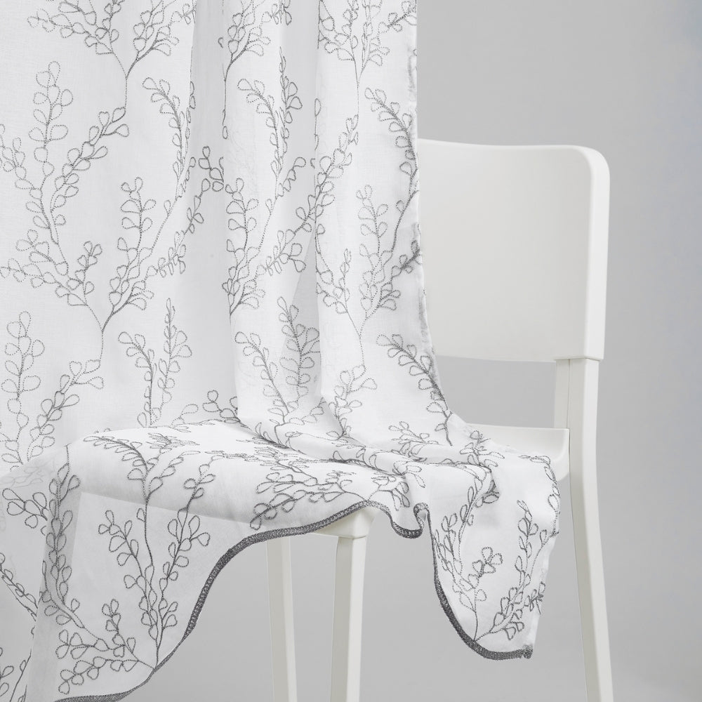 Polyester Embroidery Door Curtain Sketch Vine, Grey