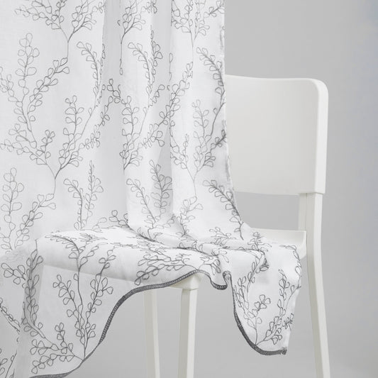 Polyester Embroidery Door Curtain Sketch Vine, Grey