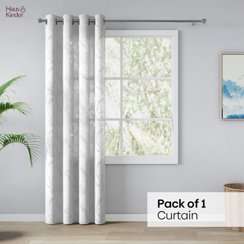 Polyester Embroidery Door Curtain Sketch Vine, Grey