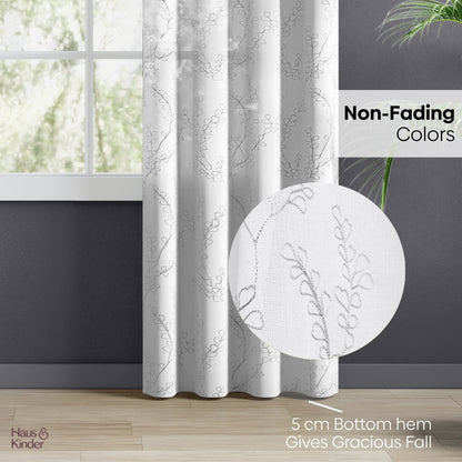 Polyester Embroidery Door Curtain Sketch Vine, Grey