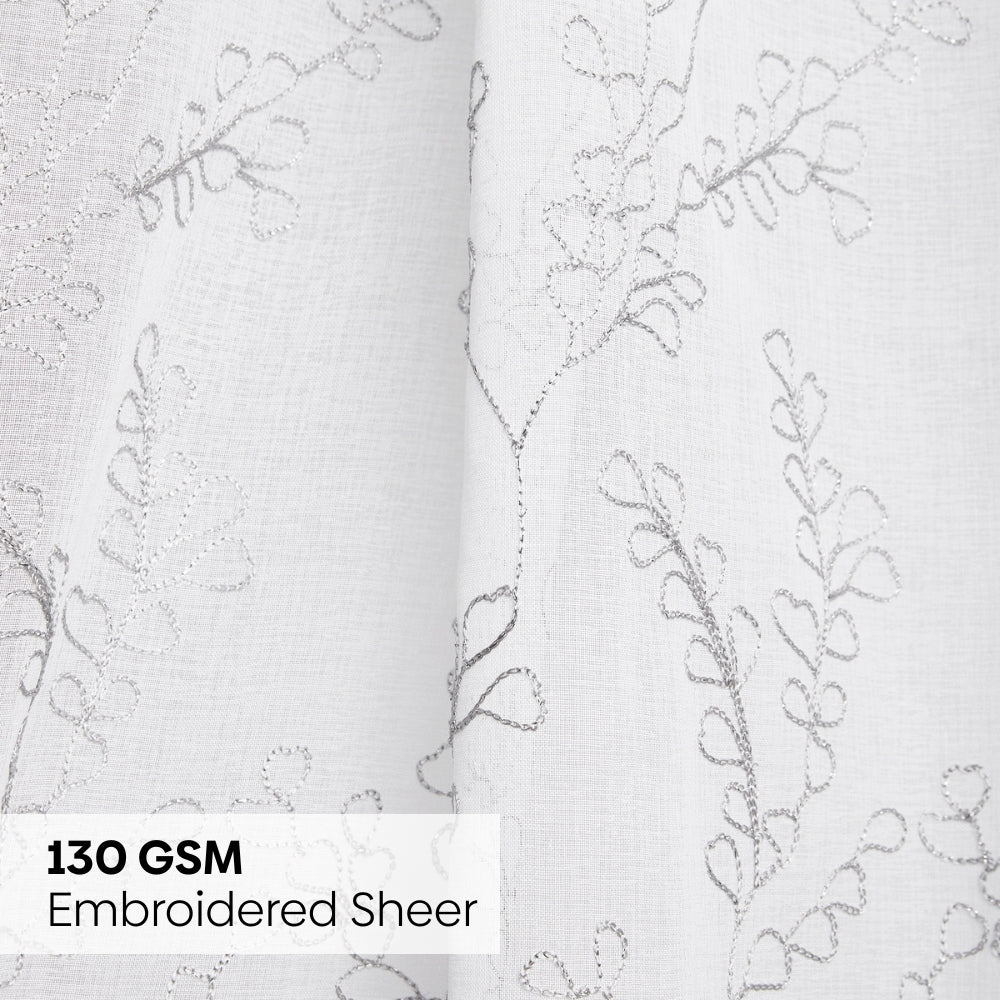 Polyester Embroidery Door Curtain Sketch Vine, Grey