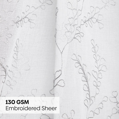 Polyester Embroidery Door Curtain Sketch Vine, Grey