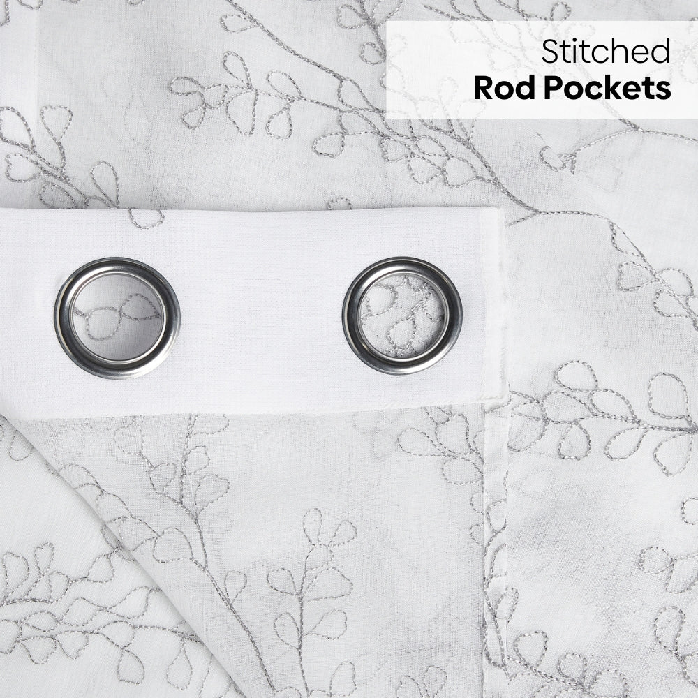 Polyester Embroidery Door Curtain Sketch Vine, Grey