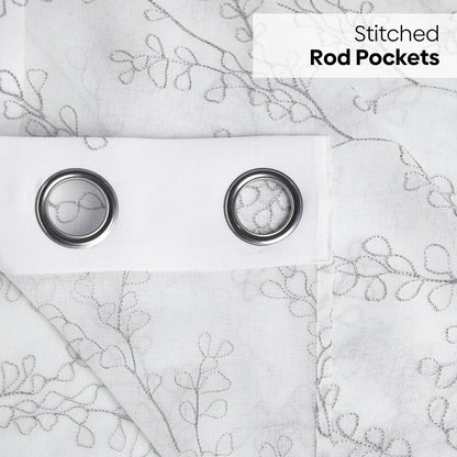 Polyester Embroidery Door Curtain Sketch Vine, Grey