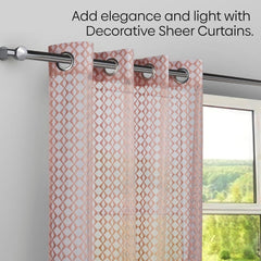Jacquard Sheer Luxe Diamond Pack Of 1 Curtain, Blush - Jacquard & Sheer | haus & kinder