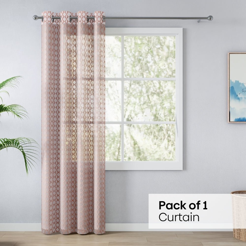 Jacquard Sheer Luxe Diamond Pack Of 1 Curtain, Blush - Jacquard & Sheer | haus & kinder