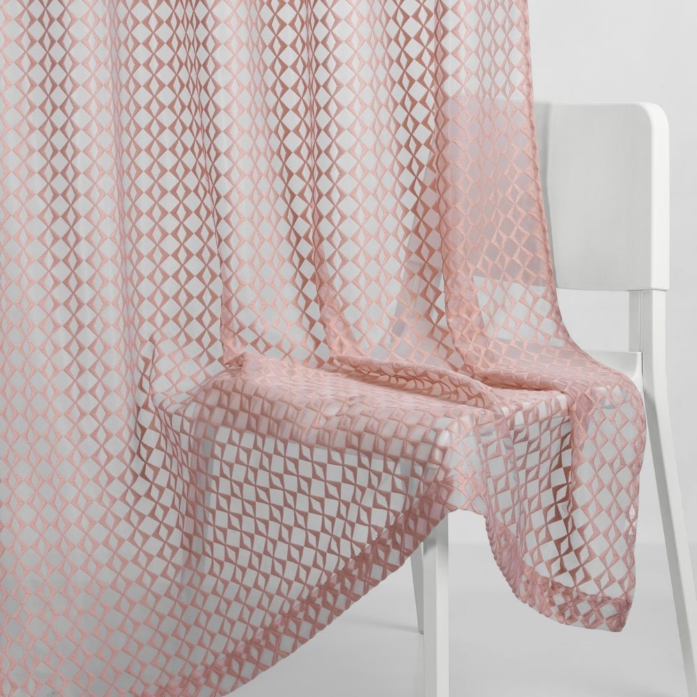 Jacquard Sheer Luxe Diamond Pack Of 1 Curtain, Blush - Jacquard & Sheer | haus & kinder