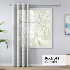 Jacquard Sheer Luxe Diamond Pack Of 1 Curtain, White - Jacquard & Sheer | haus & kinder