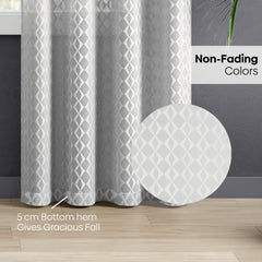 Jacquard Sheer Luxe Diamond Pack Of 1 Curtain, White - Jacquard & Sheer | haus & kinder