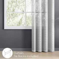 Jacquard Sheer Luxe Diamond Pack Of 1 Curtain, White - Jacquard & Sheer | haus & kinder