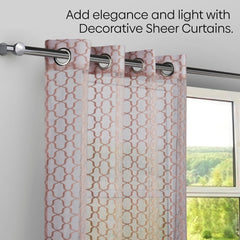 Jacquard Sheer Luxe Quatrefoil Pack Of 1 Curtain, Blush - Jacquard & Sheer | haus & kinder