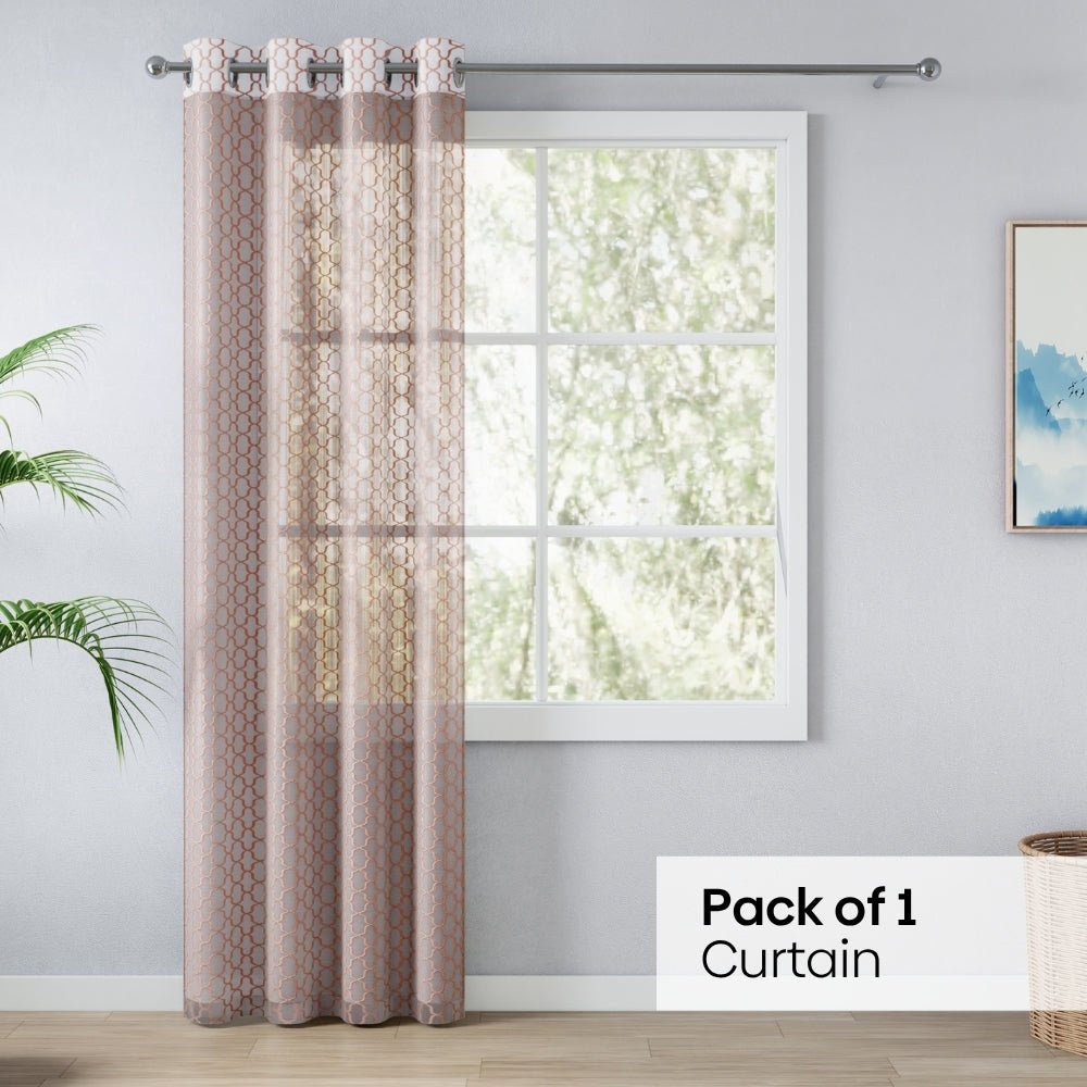 Jacquard Sheer Luxe Quatrefoil Pack Of 1 Curtain, Blush - Jacquard & Sheer | haus & kinder