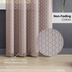 Jacquard Sheer Luxe Quatrefoil Pack Of 1 Curtain, Blush - Jacquard & Sheer | haus & kinder