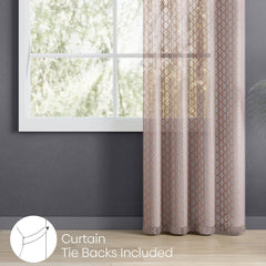 Jacquard Sheer Luxe Quatrefoil Pack Of 1 Curtain, Blush - Jacquard & Sheer | haus & kinder
