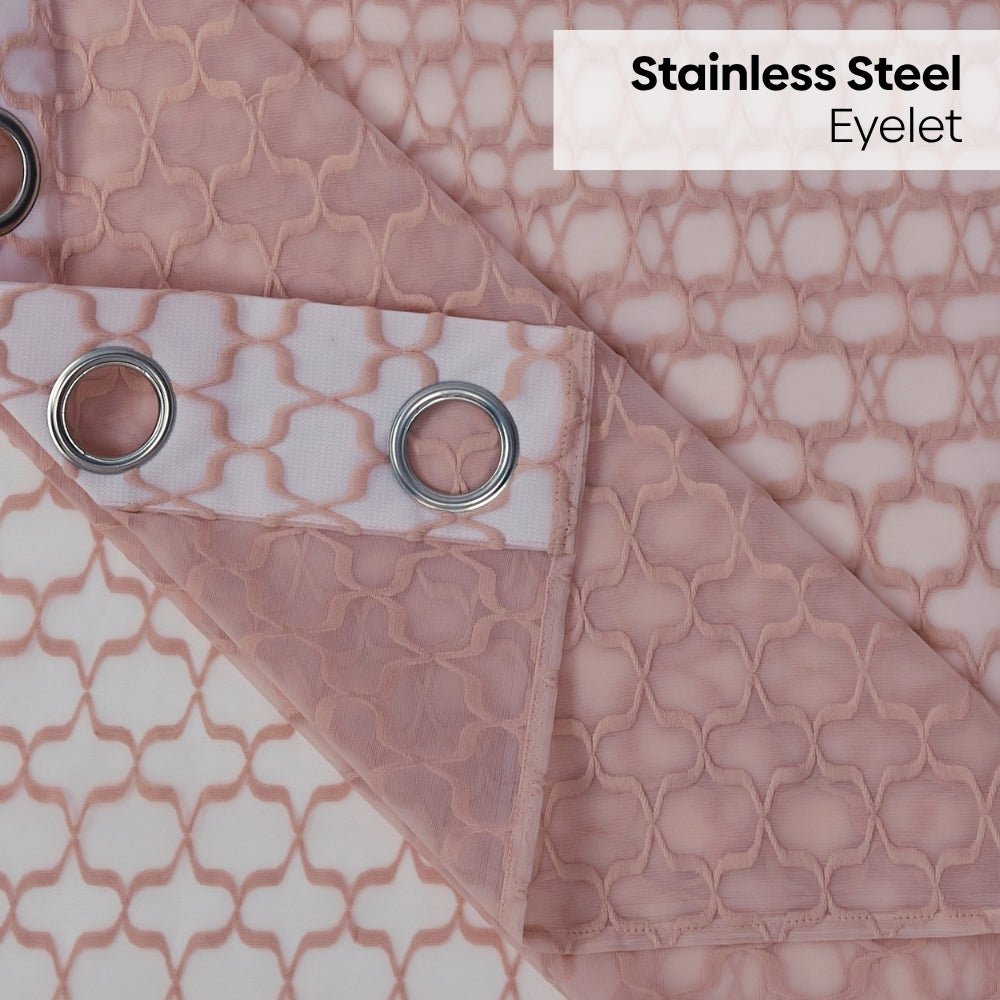 Jacquard Sheer Luxe Quatrefoil Pack Of 1 Curtain, Blush - Jacquard & Sheer | haus & kinder