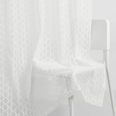 Jacquard Sheer Luxe Quatrefoil Pack Of 1 Curtain, White - Jacquard & Sheer | haus & kinder