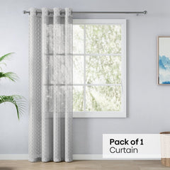 Jacquard Sheer Luxe Quatrefoil Pack Of 1 Curtain, White - Jacquard & Sheer | haus & kinder
