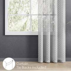 Jacquard Sheer Luxe Quatrefoil Pack Of 1 Curtain, White - Jacquard & Sheer | haus & kinder