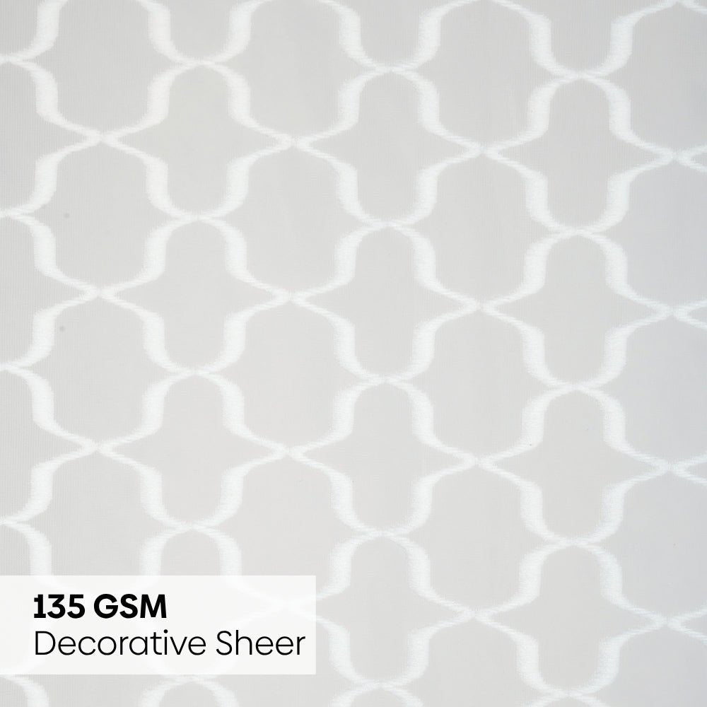 Jacquard Sheer Luxe Quatrefoil Pack Of 1 Curtain, White - Jacquard & Sheer | haus & kinder