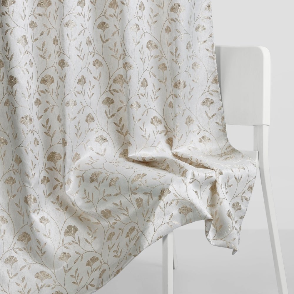 Serene Botanical Jacquard Room Darkening & Sheer Pack of 4 Door Curtains, Beige - Jacquard & Sheer | haus & kinder