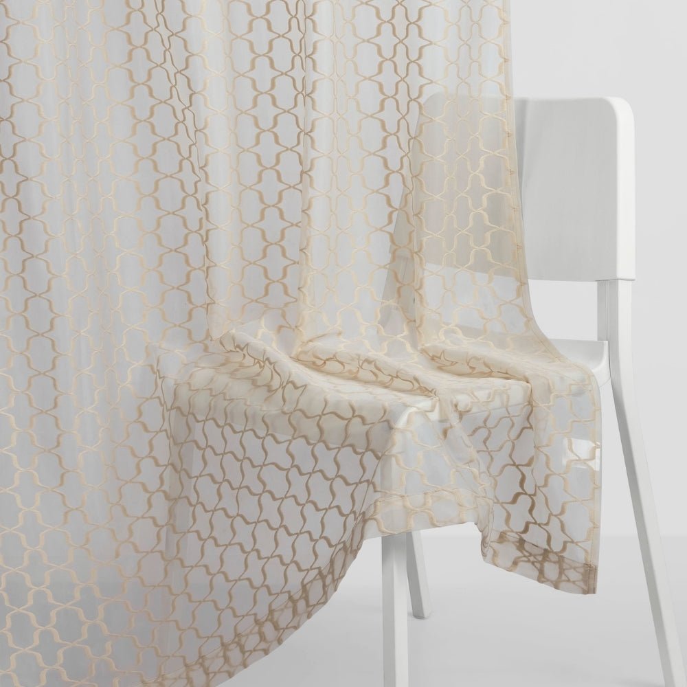 Serene Botanical Jacquard Room Darkening & Sheer Pack of 4 Door Curtains, Beige - Jacquard & Sheer | haus & kinder