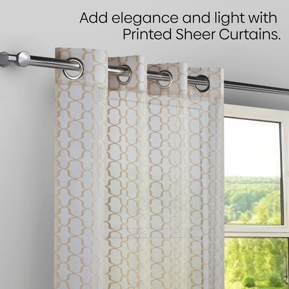 Serene Botanical Jacquard Room Darkening & Sheer Pack of 4 Door Curtains, Beige - Jacquard & Sheer | haus & kinder