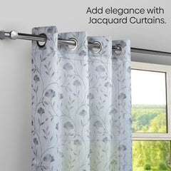 Serene Botanical Jacquard Room Darkening & Sheer Pack of 4 Door Curtains, Grey - Jacquard & Sheer | haus & kinder