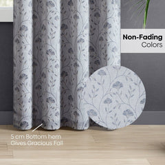 Serene Botanical Jacquard Room Darkening & Sheer Pack of 4 Door Curtains, Grey - Jacquard & Sheer | haus & kinder