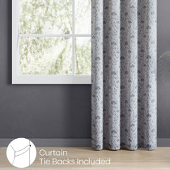 Serene Botanical Jacquard Room Darkening & Sheer Pack of 4 Door Curtains, Grey - Jacquard & Sheer | haus & kinder