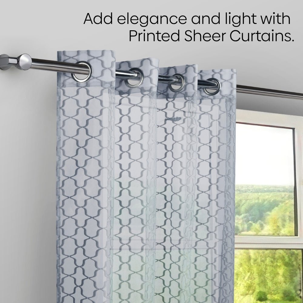 Serene Botanical Jacquard Room Darkening & Sheer Pack of 4 Door Curtains, Grey - Jacquard & Sheer | haus & kinder