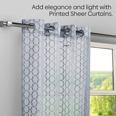 Serene Botanical Jacquard Room Darkening & Sheer Pack of 4 Door Curtains, Grey - Jacquard & Sheer | haus & kinder