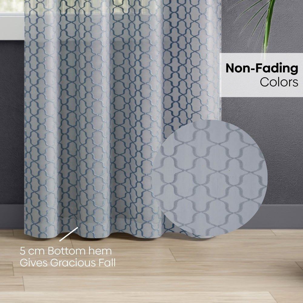 Serene Botanical Jacquard Room Darkening & Sheer Pack of 4 Door Curtains, Grey - Jacquard & Sheer | haus & kinder