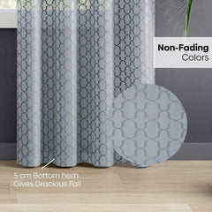 Serene Botanical Jacquard Room Darkening & Sheer Pack of 4 Door Curtains, Grey - Jacquard & Sheer | haus & kinder