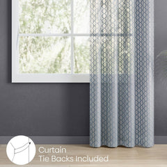 Serene Botanical Jacquard Room Darkening & Sheer Pack of 4 Door Curtains, Grey - Jacquard & Sheer | haus & kinder