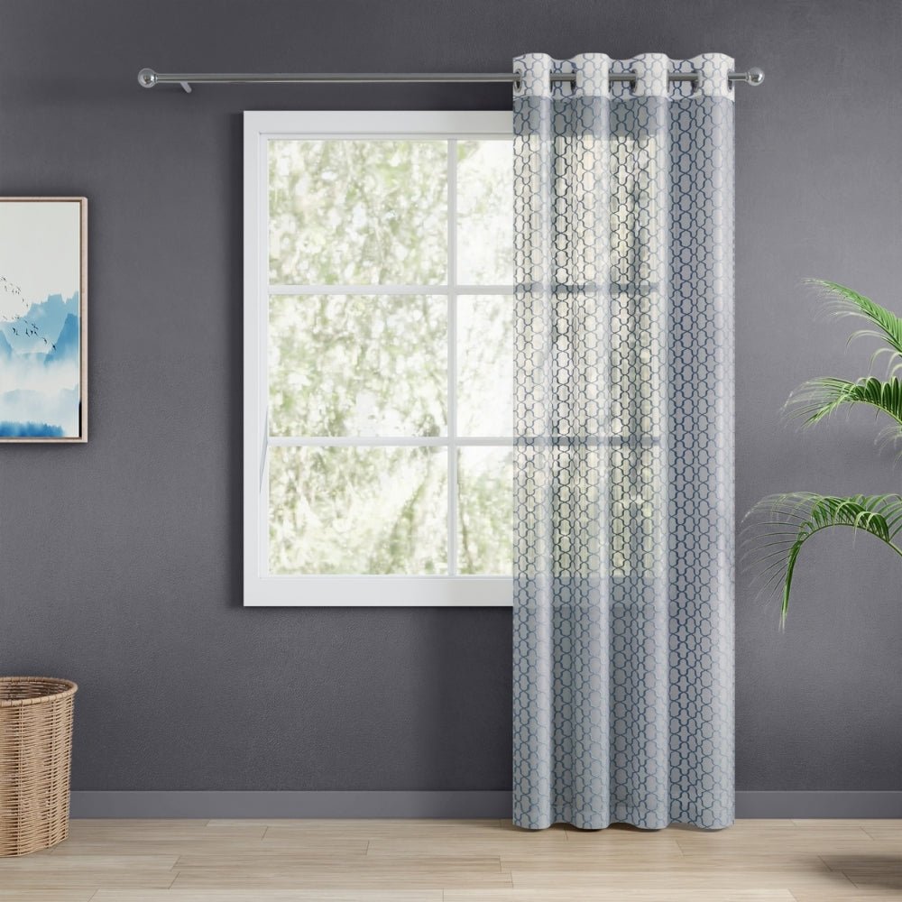Serene Botanical Jacquard Room Darkening & Sheer Pack of 4 Door Curtains, Grey - Jacquard & Sheer | haus & kinder