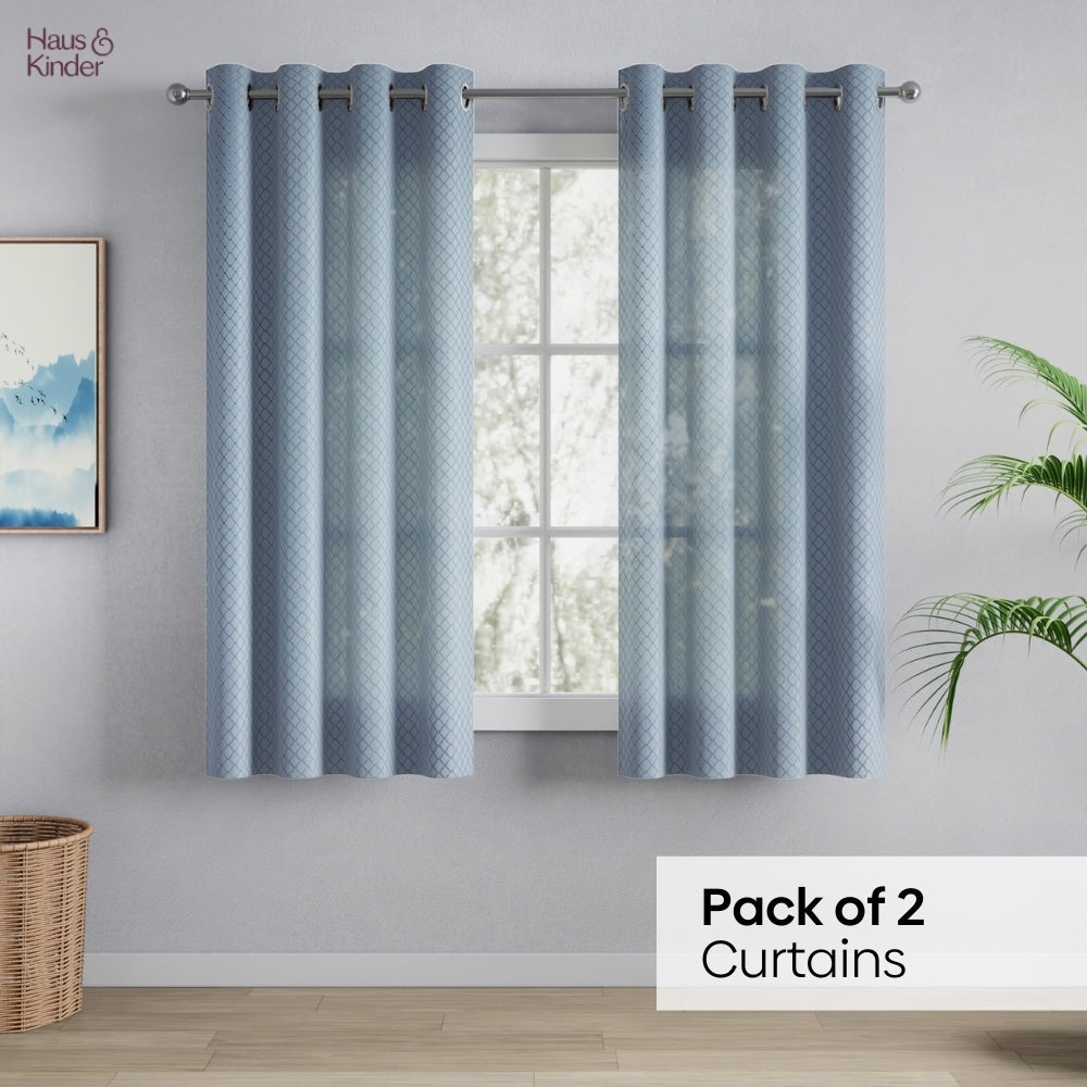 Polyester Jacquard Curtain Silver Mesh, Ice Blue
