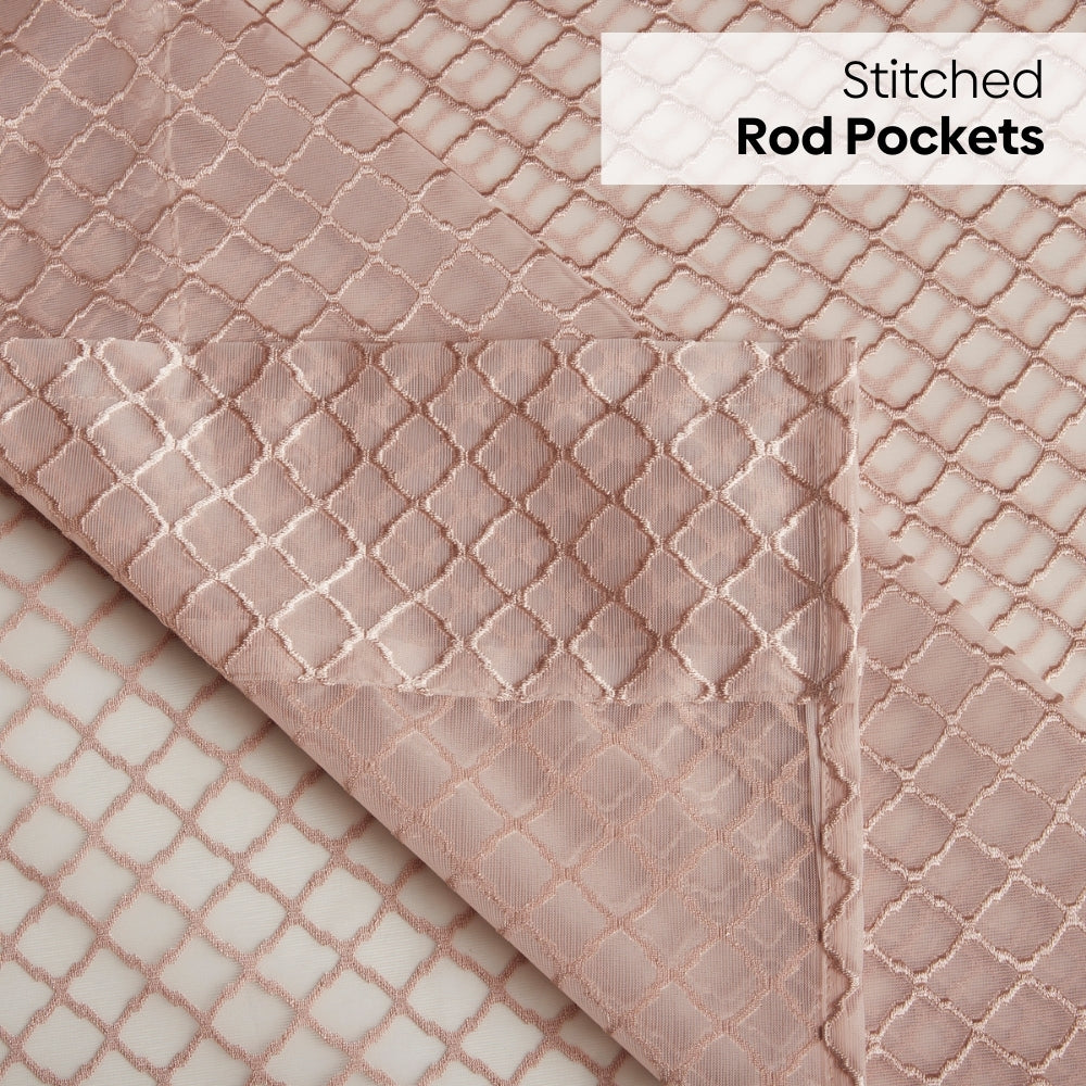 Polyester Jacquard  Window Curtains Warm Weave, Blush