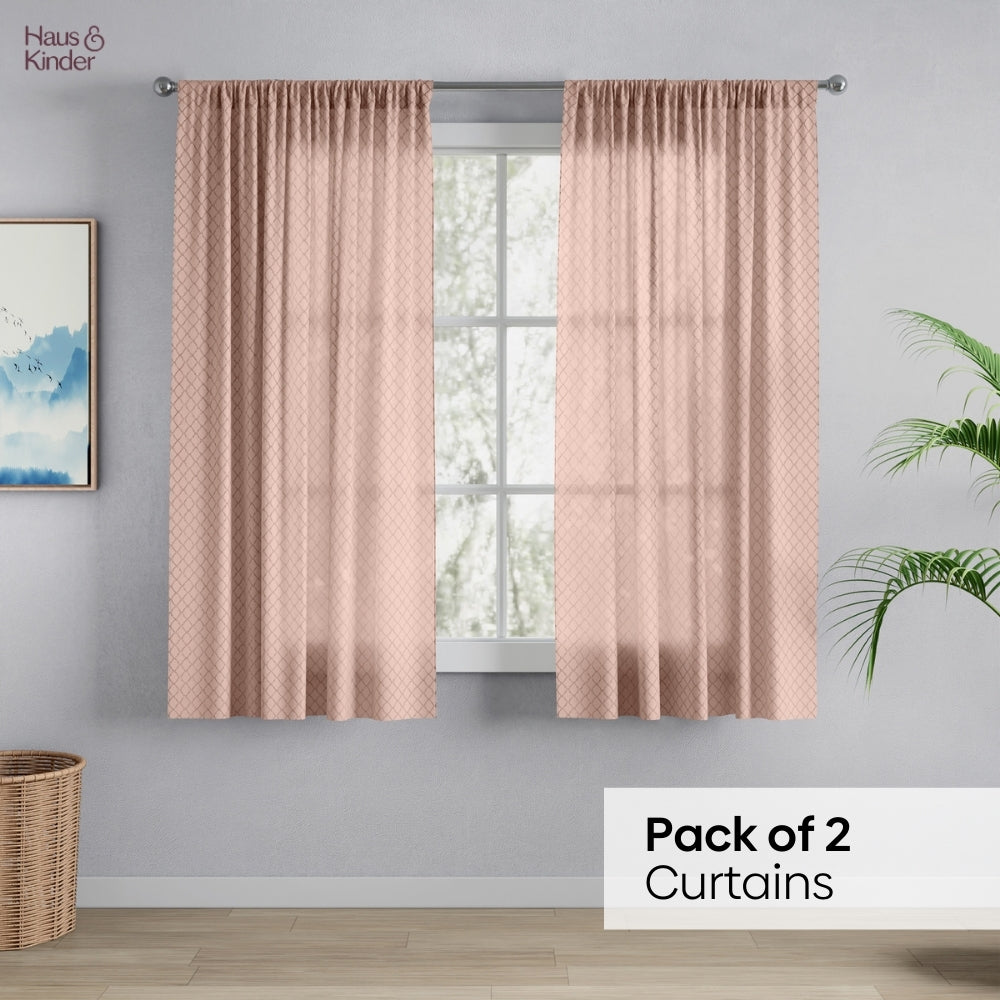 Polyester Jacquard  Window Curtains Warm Weave, Blush