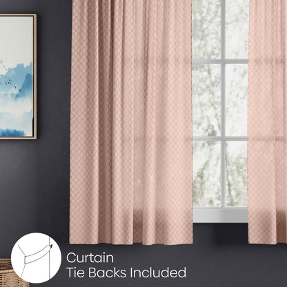 Polyester Jacquard  Window Curtains Warm Weave, Blush